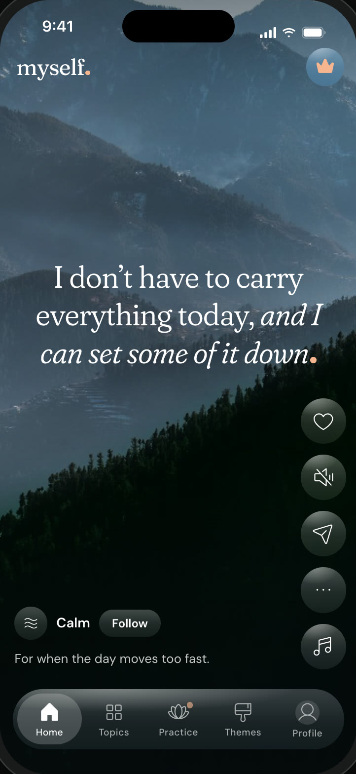 The feed: “I don’t have to carry everything today, and I can set some of it down.”